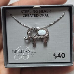 Sterling Silver Created Opal Elephant Necklace Bohemian Tropical Hippie Cultural